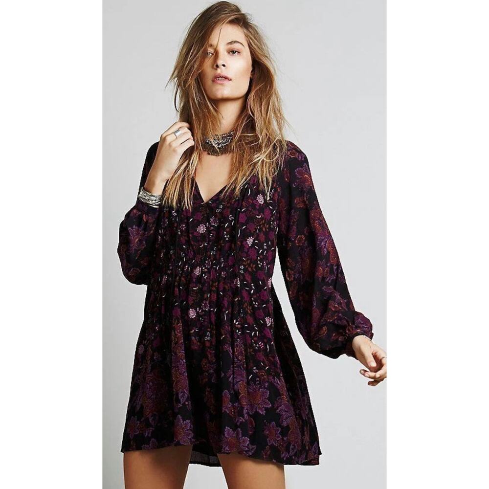 Free People Black/Purple Dress - Picture 2 of 7
